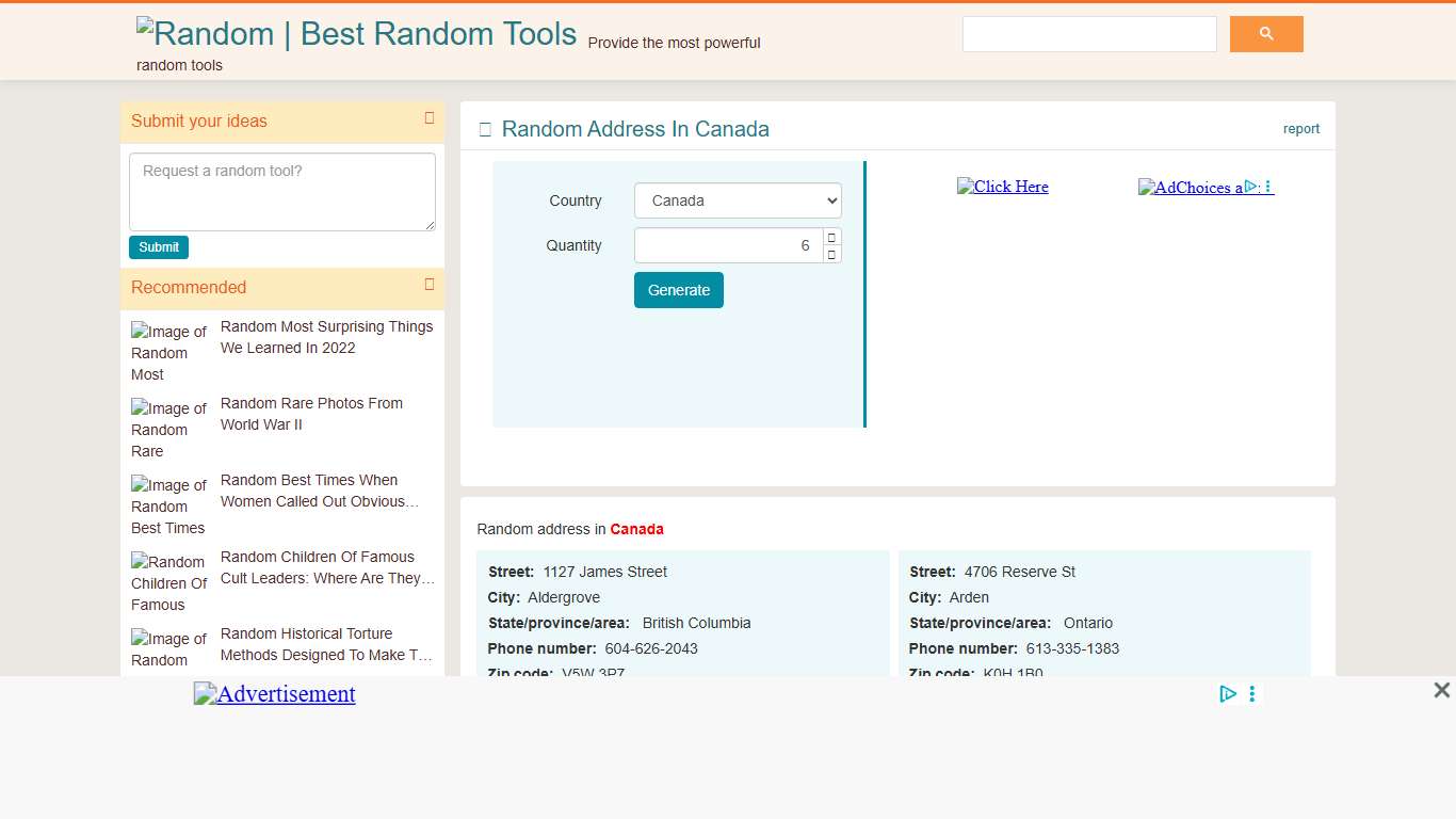 Random Address In Canada Best Random Tools